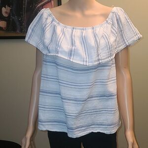 4 si3nn^ white stripe off the shoulder blouse